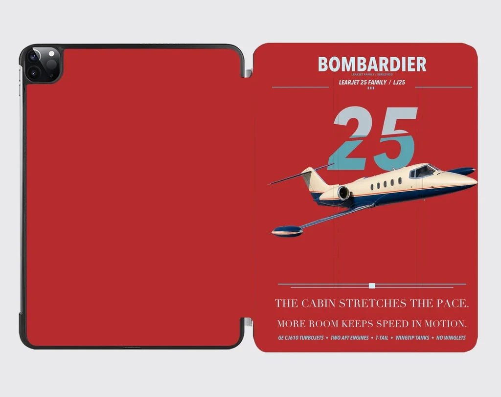 Bombardier Learjet 25 design on red ipad tablet case