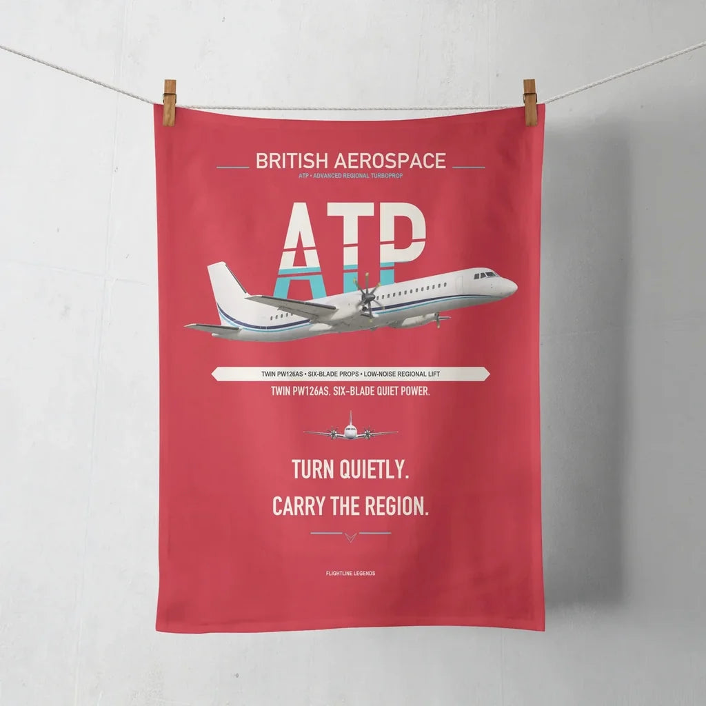 British Aerospace ATP design on red towel