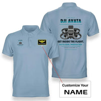 Thumbnail for DJI Avata design on light blue polo with custom name badge