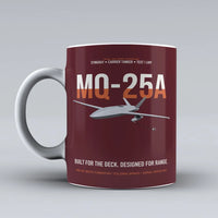 Thumbnail for MQ-25A STINGRAY design on dark red ceramic mug, double-side print