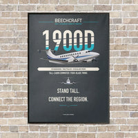 Thumbnail for Beechcraft 1900D vertical canvas print - framed - gray background