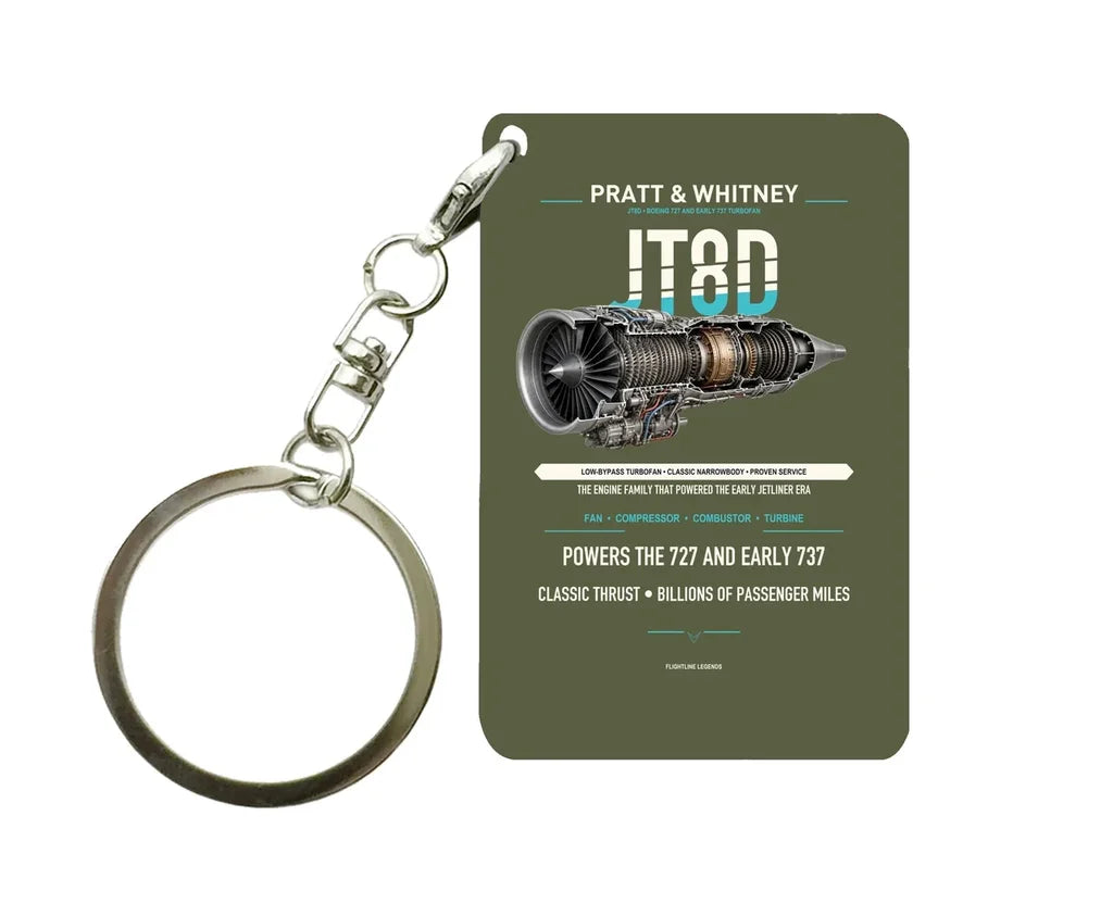 JT8D Key Chain design on green army key chain