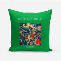 Thumbnail for VINTAGE G4214 - The Stairs To The Sky - Designed Pillows design on green