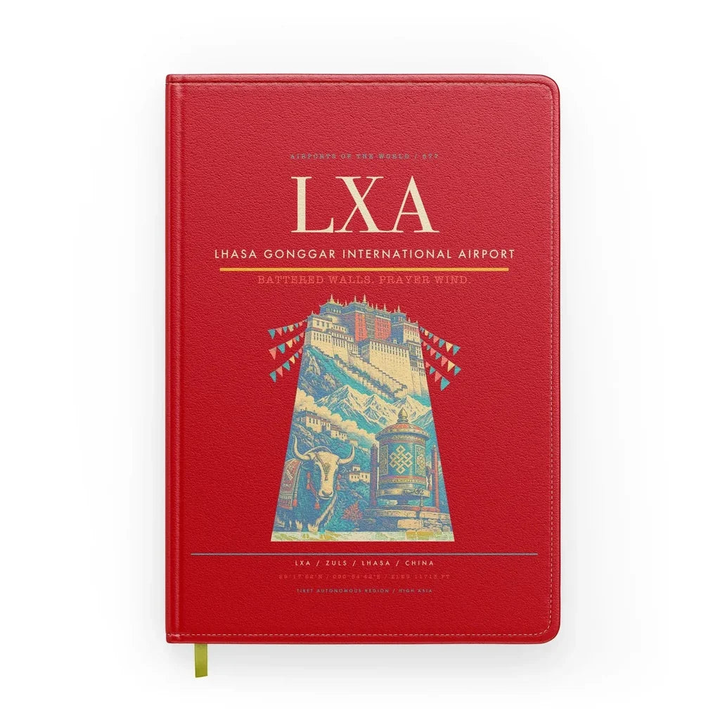 Lhasa Gonggar International Airport (LXA) design on red notebook