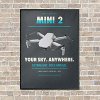 Thumbnail for DJI Mini 2 vertical canvas print - framed - gray background