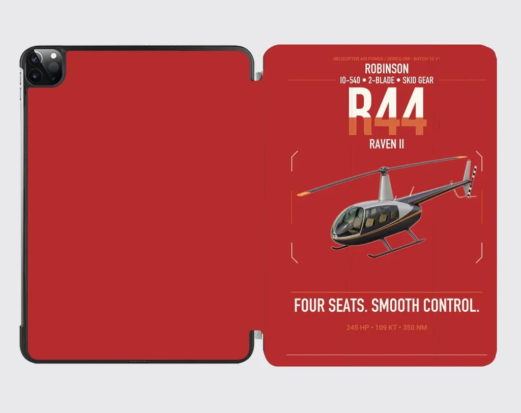 Robinson R44 Raven II design on red ipad tablet case