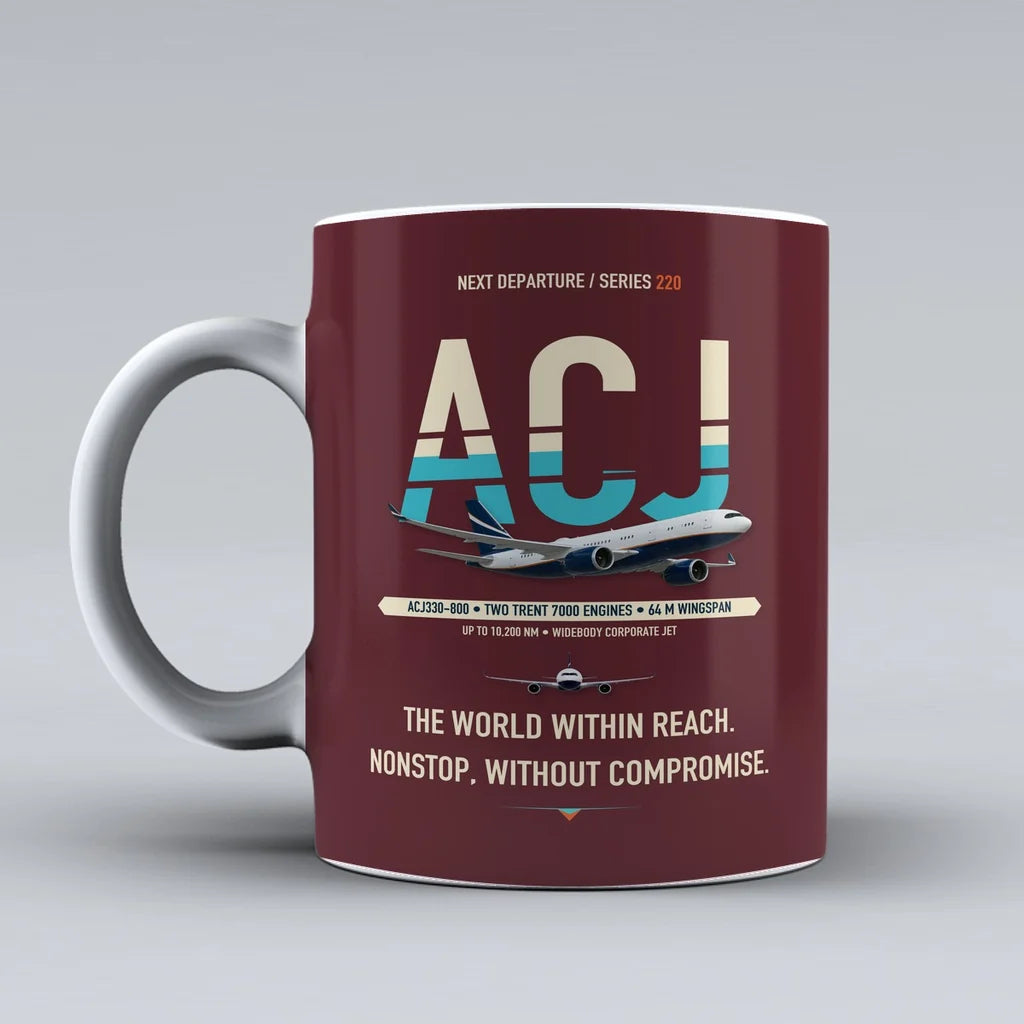 ACJ330neo Mug design on dark red airbus