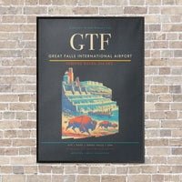 Thumbnail for Great Falls International Airport GTF vertical canvas print - framed - gray background