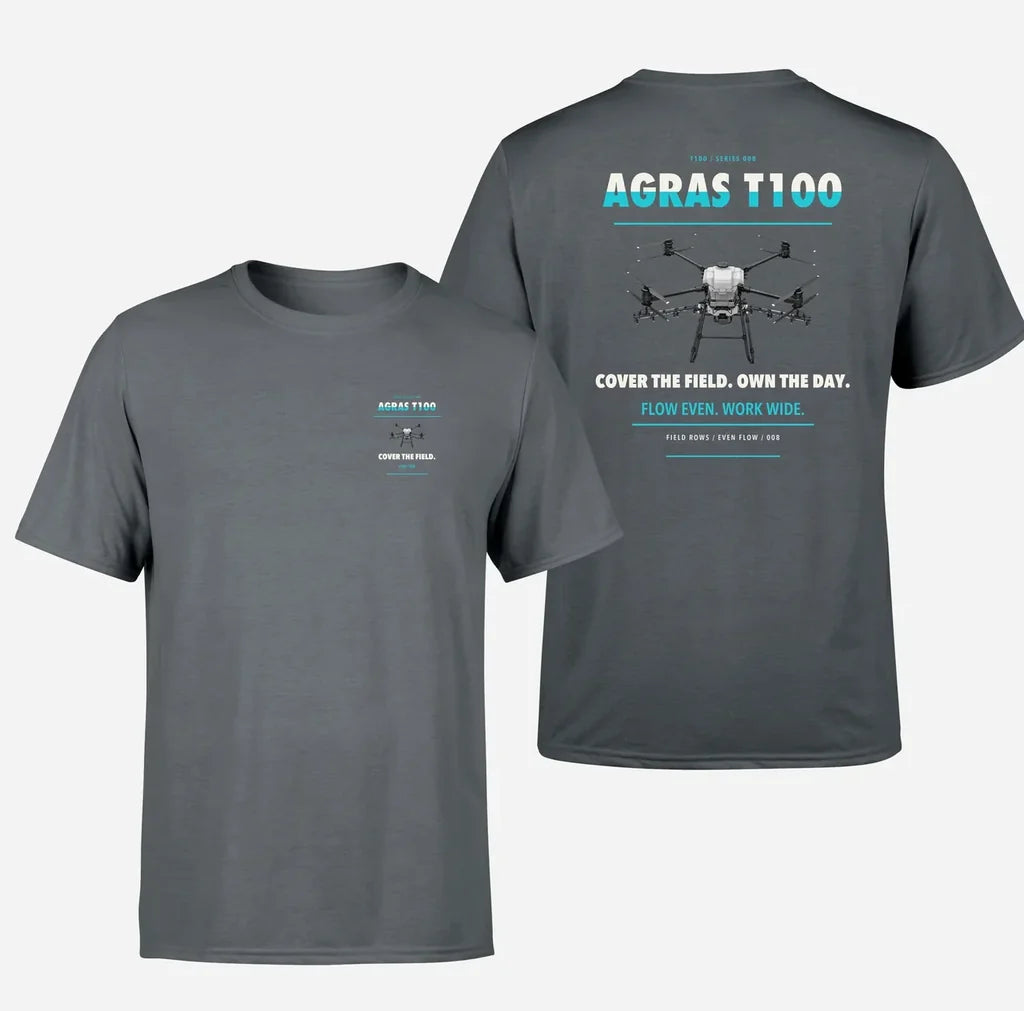 DJI Agras T100 design on gray t shirt