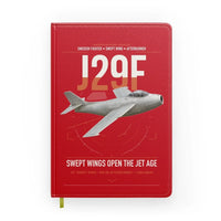 Thumbnail for Saab J 29F Tunnan design on red notebook