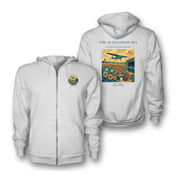 Thumbnail for VINTAGE G4391 - The Sunflower Sea - Premium Zipped Hoodie design on white