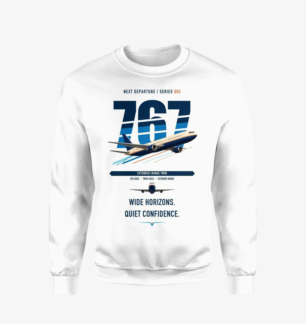 Boeing 767-300ER design on white sweatshirt