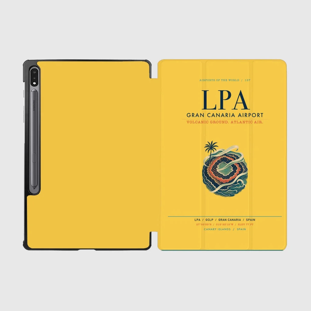 Gran Canaria Airport (LPA) design on yellow samsung tablet tablet case