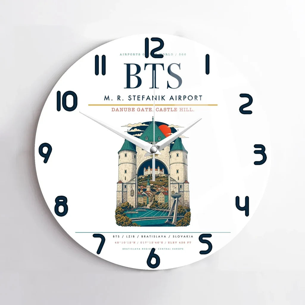 M. R. Stefanik Airport BTS Wall-Clock No-Frame - White