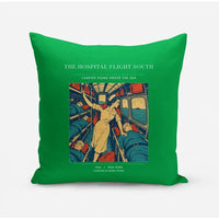 Thumbnail for VINTAGE G4515 - The Hospital Flight South - Designed Pillows design on green