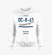 Thumbnail for Douglas DC-8-63 design on white sweatshirt