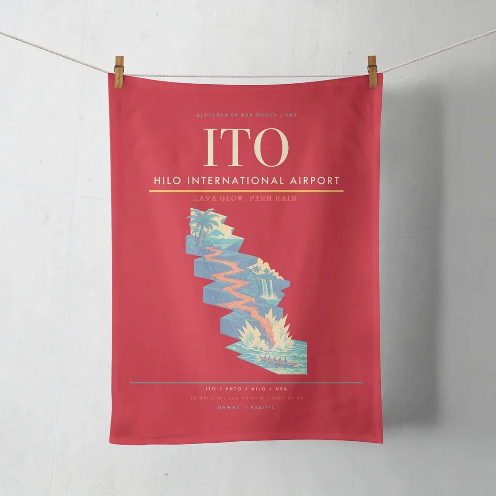 Hilo International Airport (ITO) design on red towel
