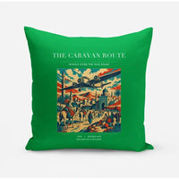 Thumbnail for VINTAGE G4040 - The Caravan Route - Designed Pillows design on green
