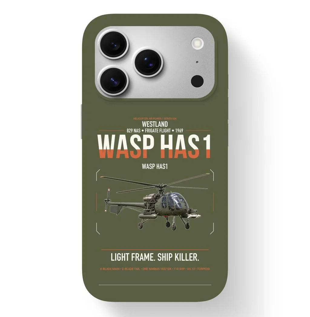 Westland Wasp HAS1 design on green army magsafe iphone case, for iPhone 17 Pro