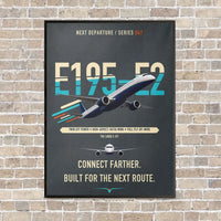Thumbnail for Embraer E195-E2 vertical canvas print - framed - gray background