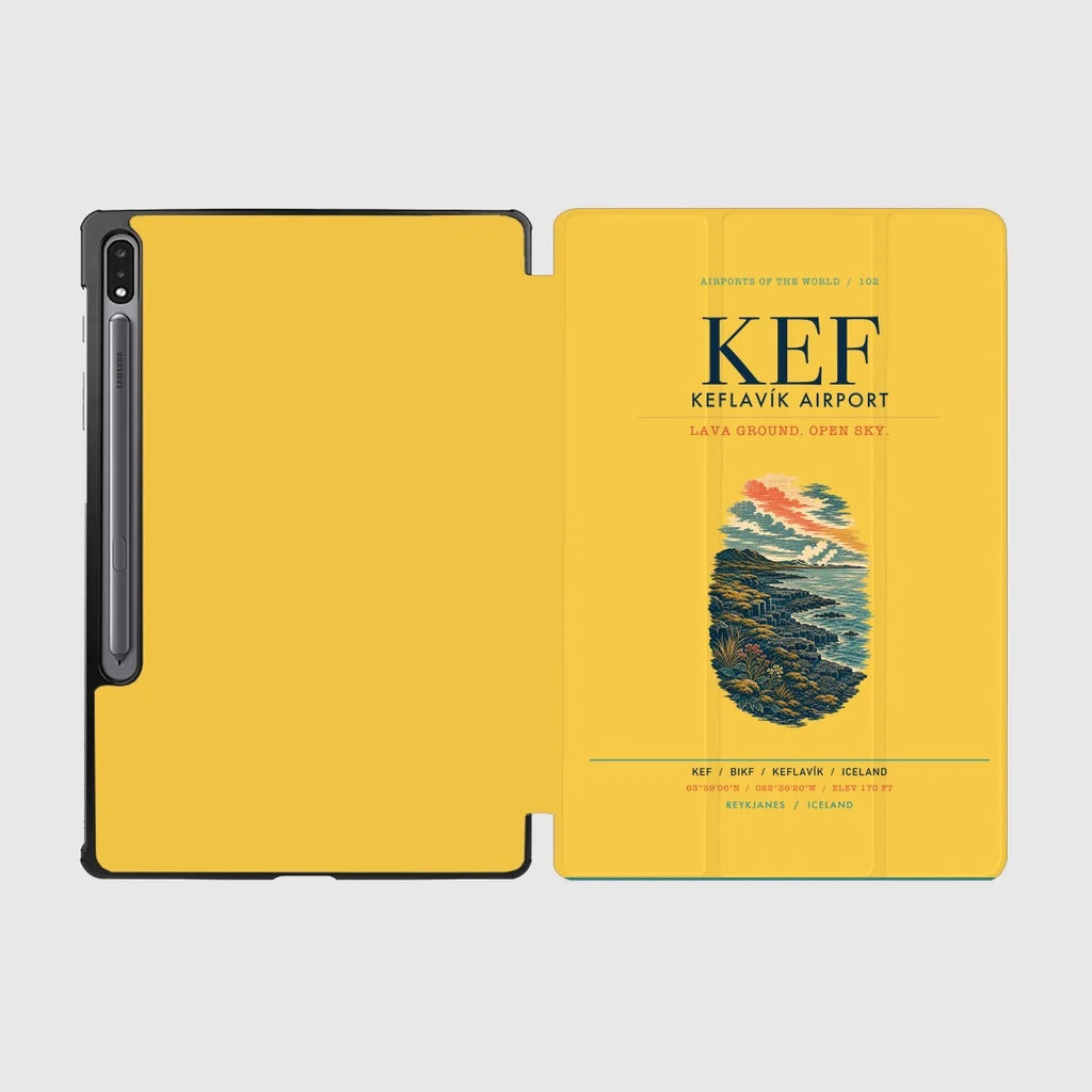 Keflavík Airport (KEF) design on yellow samsung tablet tablet case