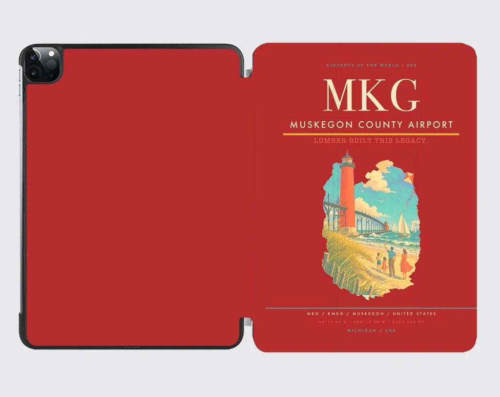 Muskegon County Airport (MKG) design on red ipad tablet case