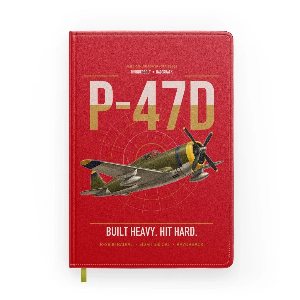 P-47D Thunderbolt Razorback design on red notebook