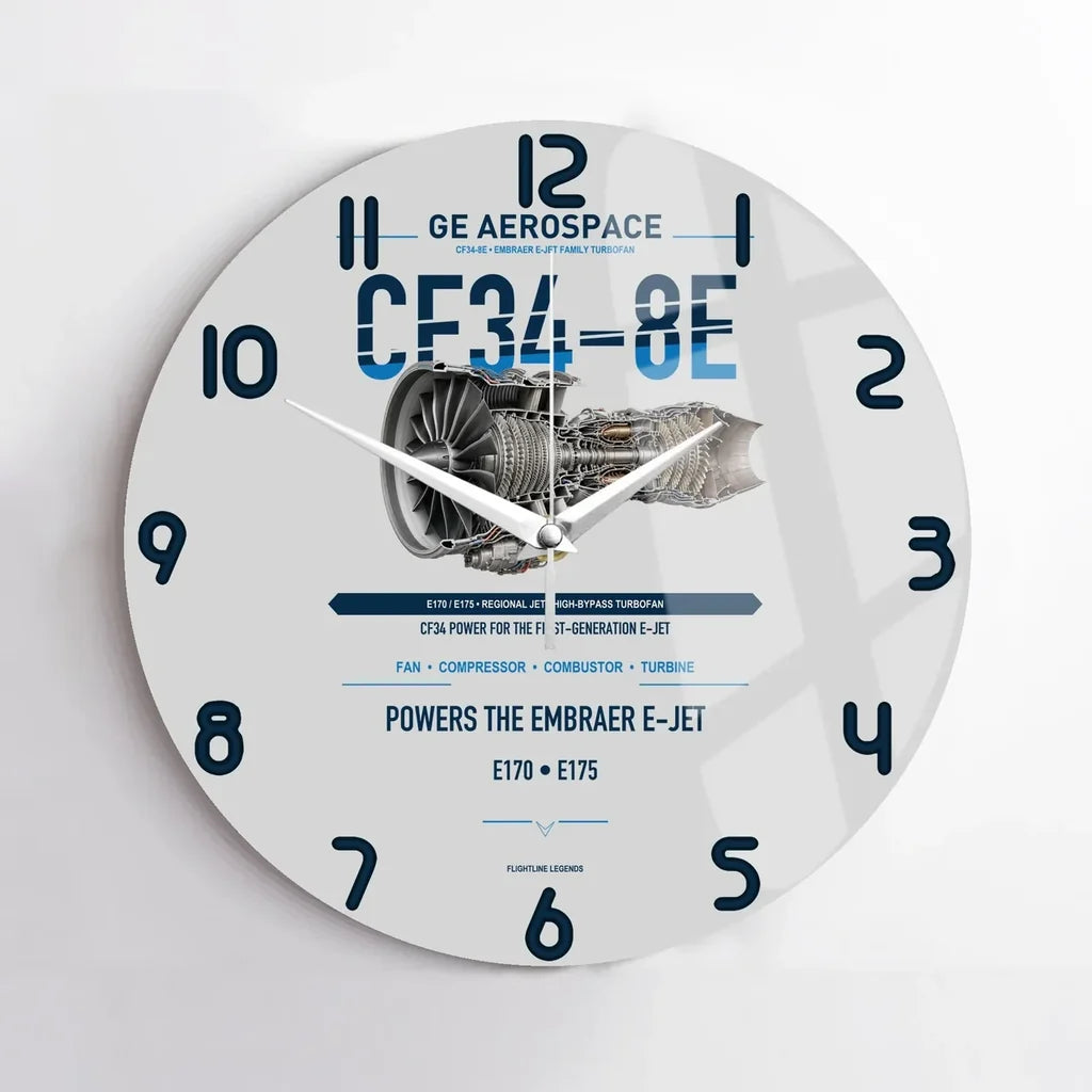 CF34-8E design on light gray no frame wall clock