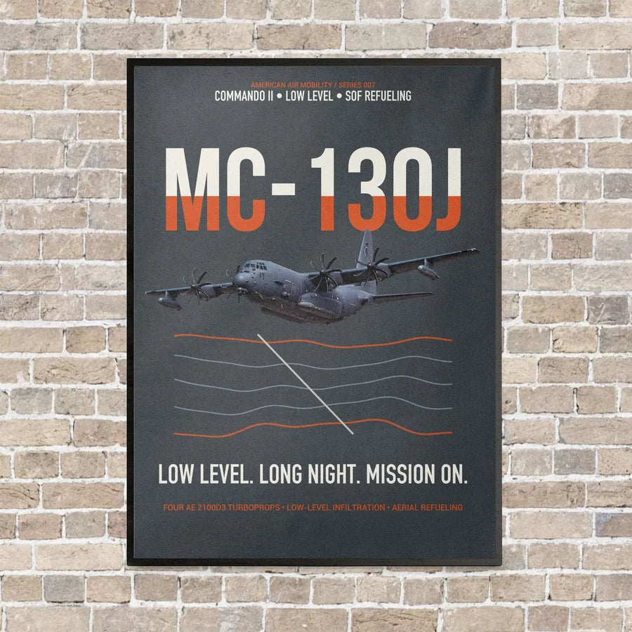 MC-130J COMMANDO II vertical canvas print - framed - gray background