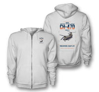 Thumbnail for Boeing CH-47D design on white premium zipped hoodie, double-side print