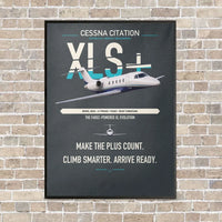 Thumbnail for Cessna Citation XLSPlus vertical canvas print - framed - gray background