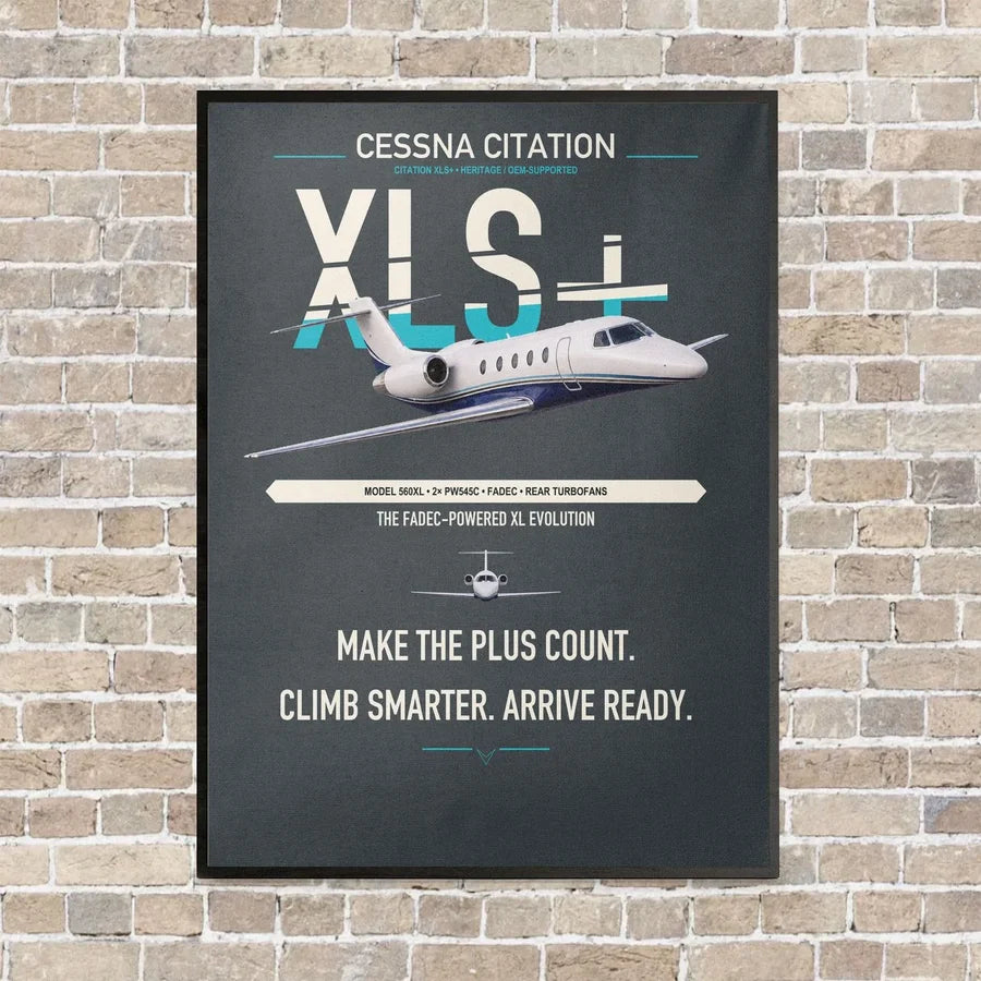 Cessna Citation XLSPlus vertical canvas print - framed - gray background