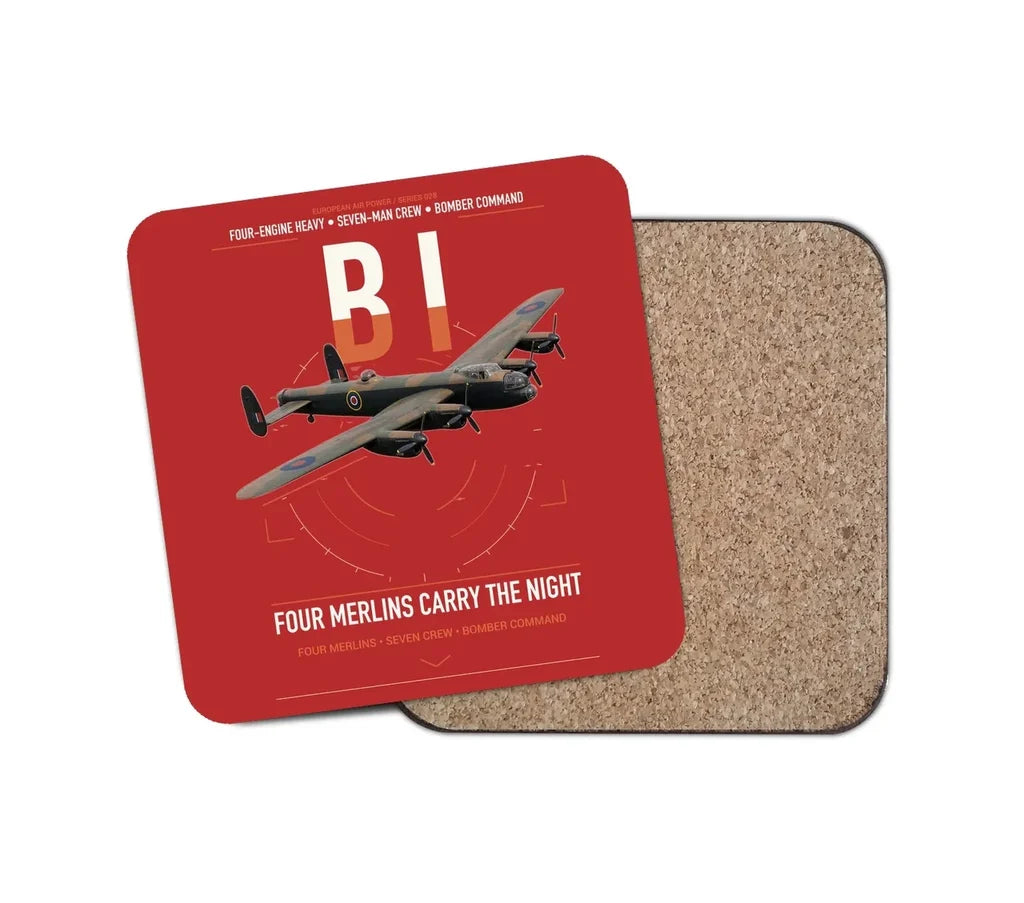 Avro Lancaster B I design on red 1 piece coaster