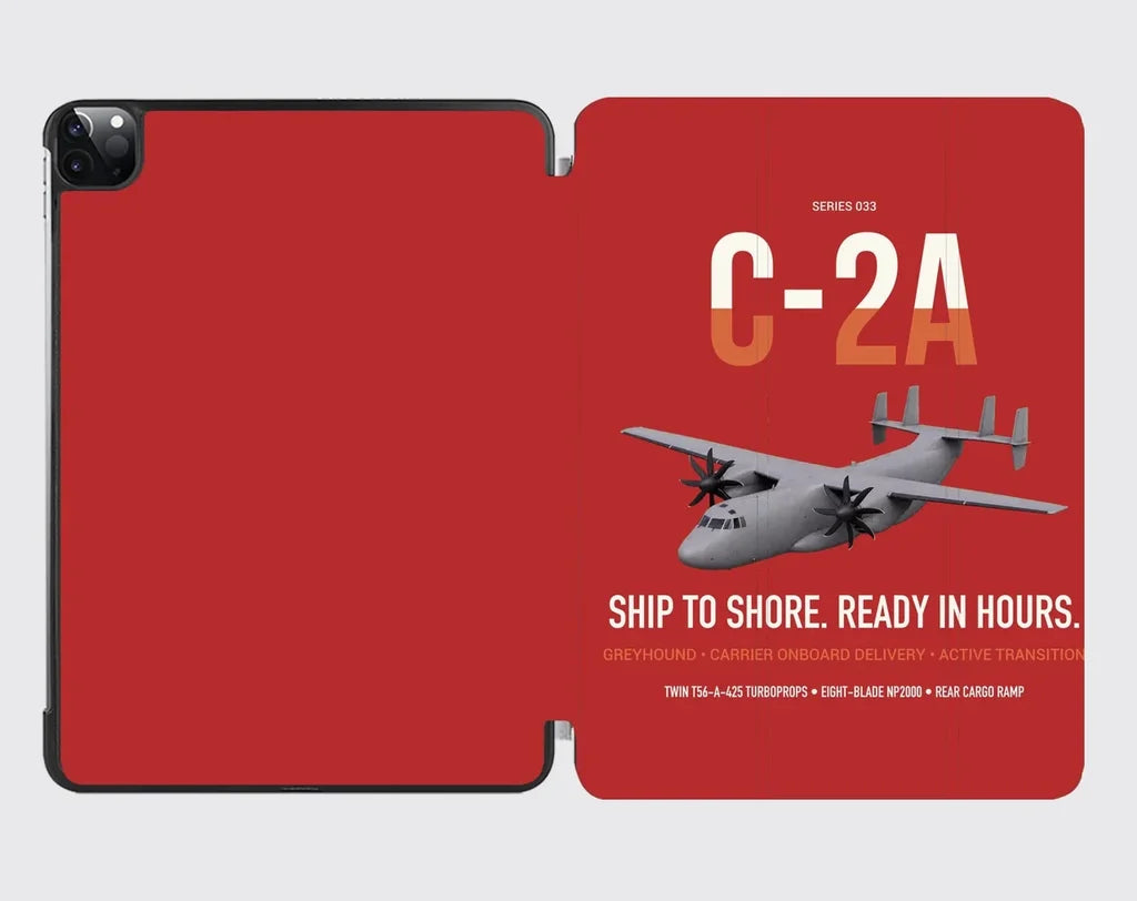C-2A Greyhound design on red ipad tablet case