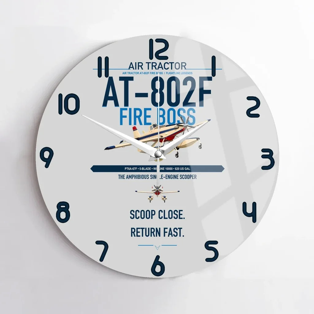 Air Tractor AT-802F Fire Boss design on light gray no frame wall clock