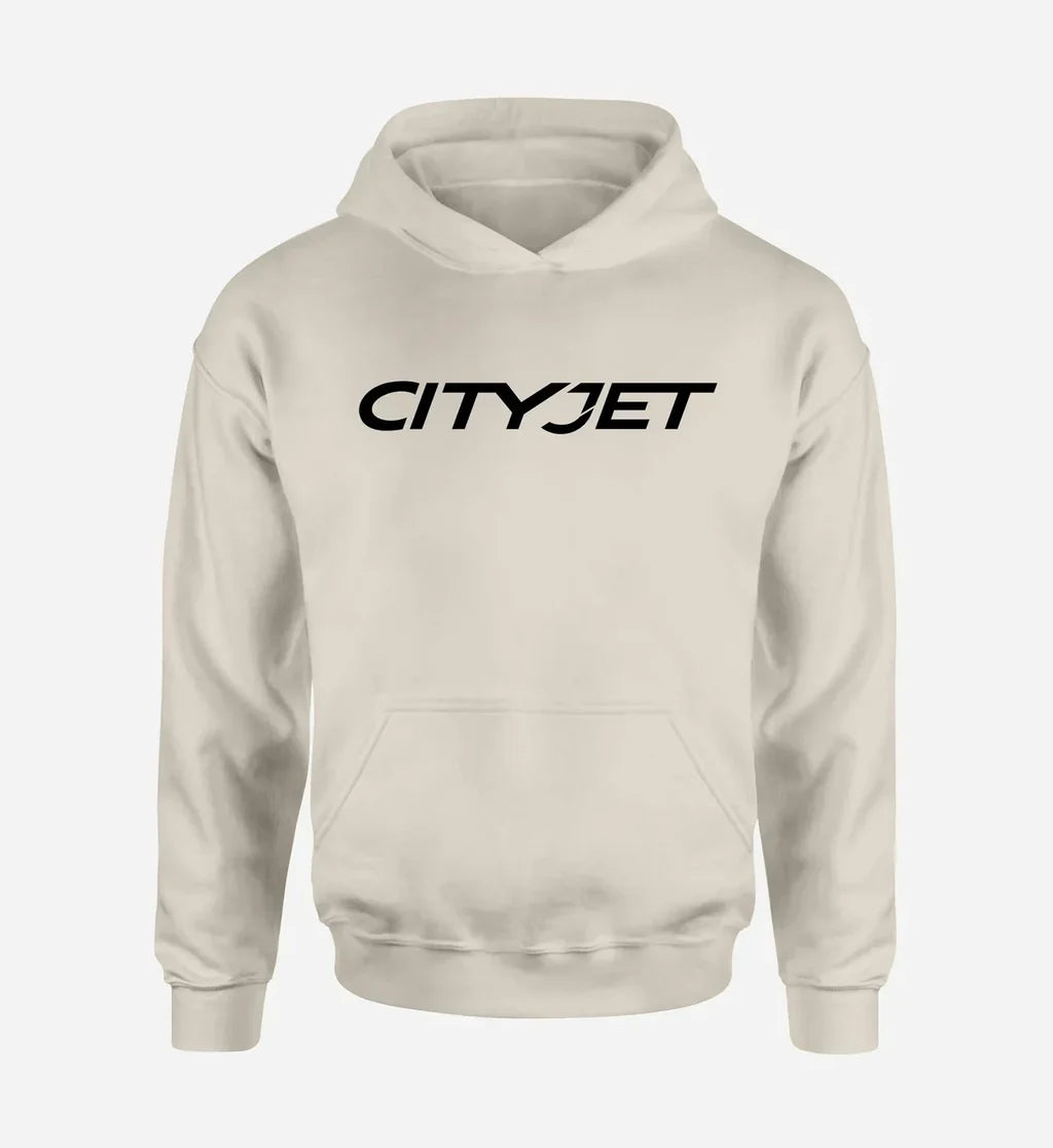 City Jet Airlines logo printed on khaki hoodie