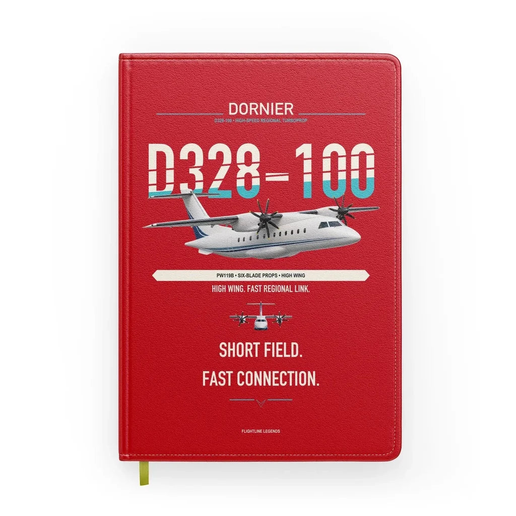 Dornier D328-100 design on red notebook