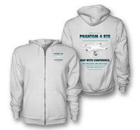 Thumbnail for DJI Phantom 4 RTK design on white zipped hoodie