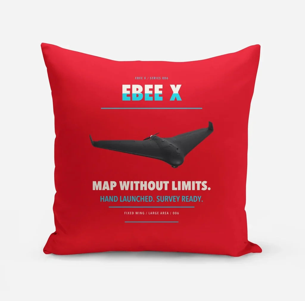 AgEagle eBee X design on red pillow