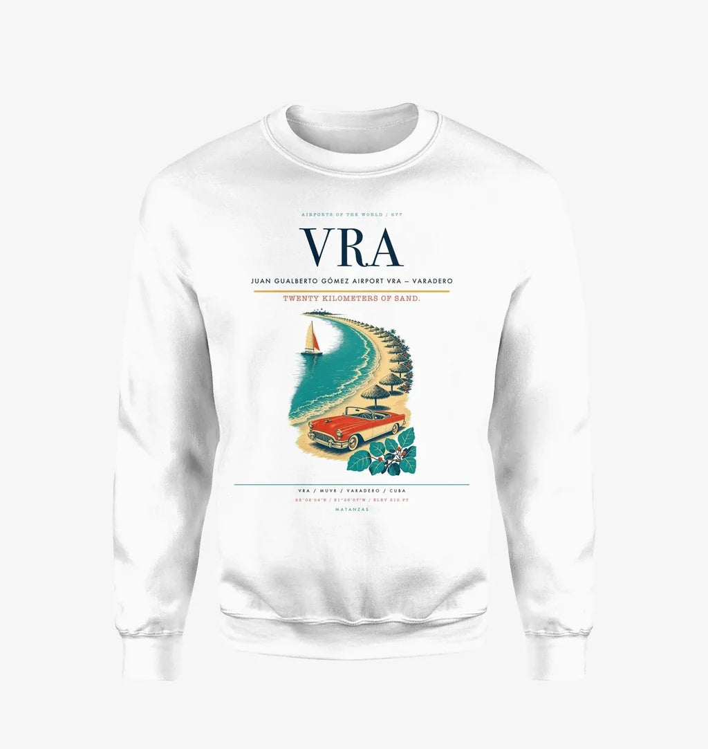 Juan Gualberto Gómez Airport (VRA) design on white sweatshirt