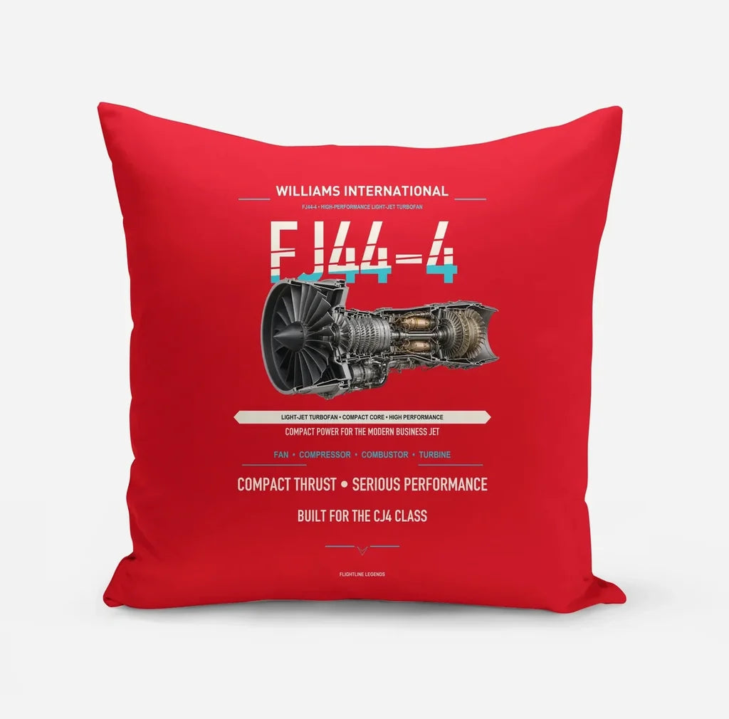 FJ44-4 design on red pillow