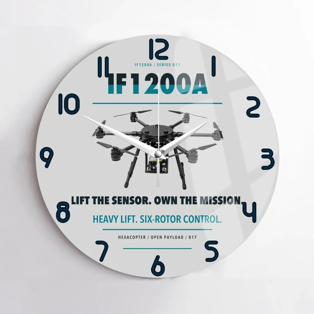 Inspired Flight IF1200A design on light gray no frame wall clock