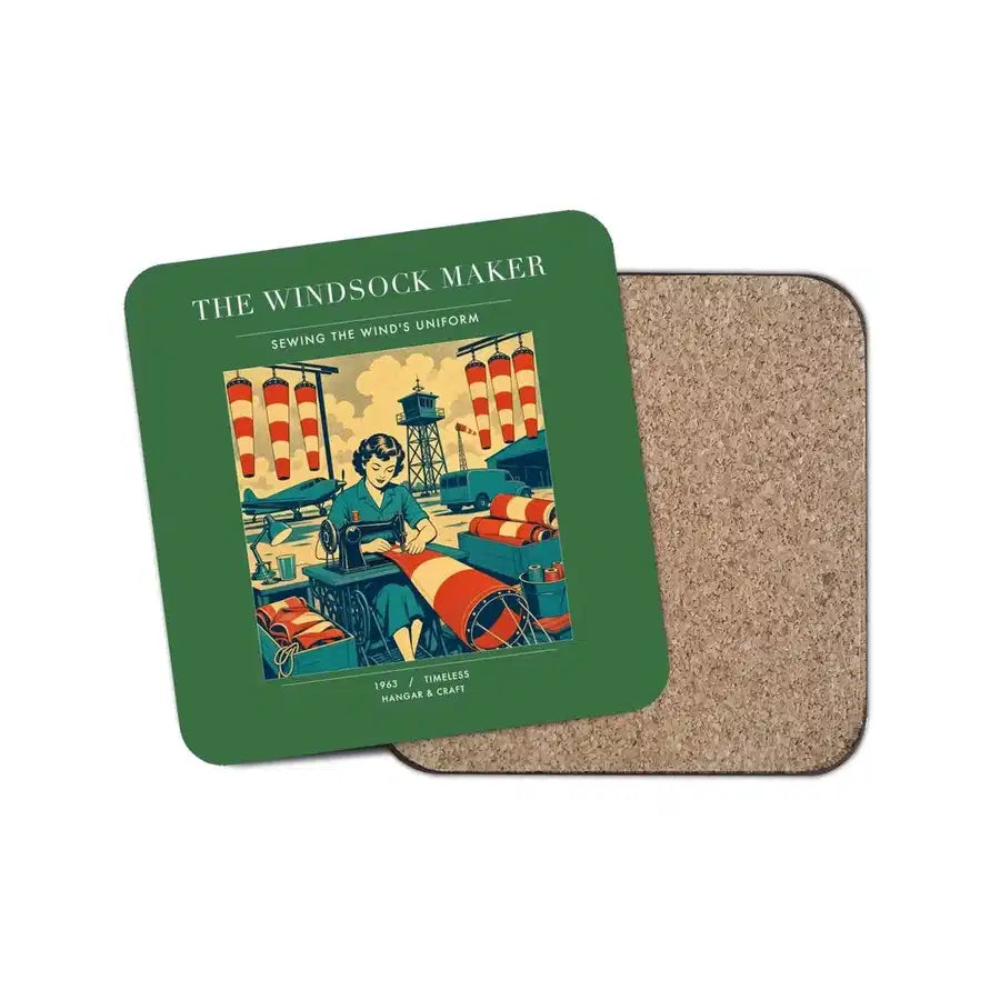 The Windsock Maker - Designed Coasters design on green 1-piece
