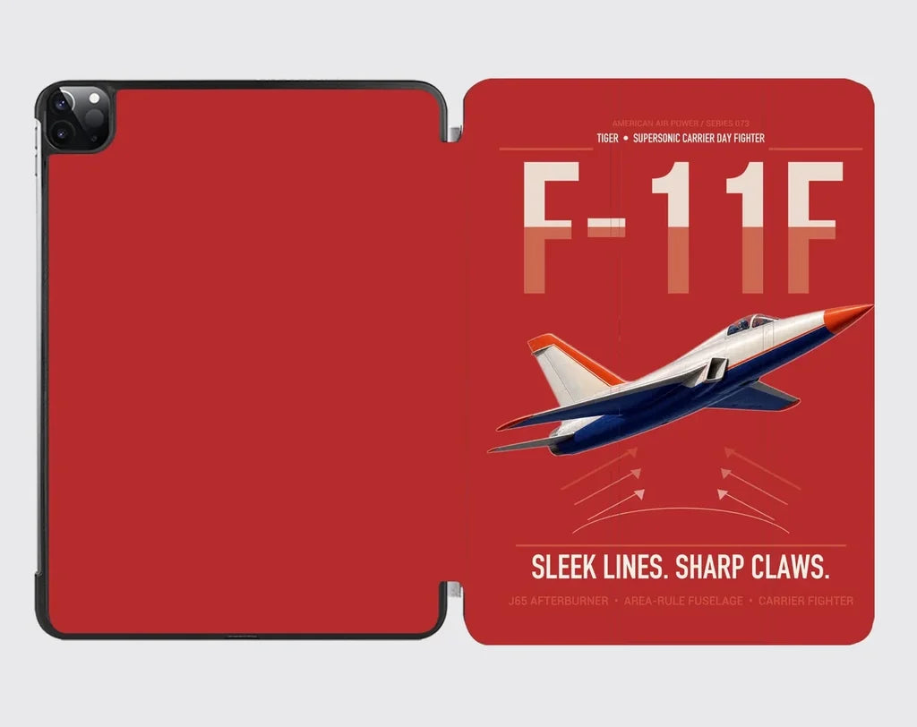 F-11F Tiger design on red ipad tablet case