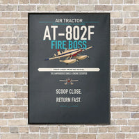 Thumbnail for Air Tractor AT-802F Fire Boss vertical canvas print - framed - gray background