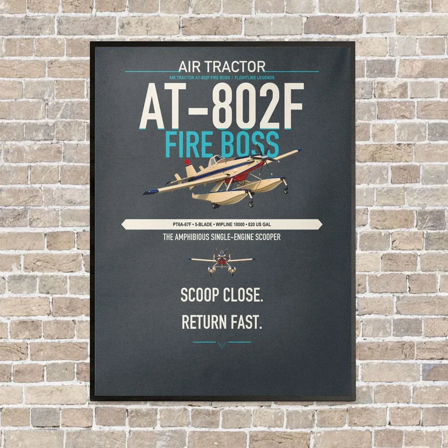 Air Tractor AT-802F Fire Boss vertical canvas print - framed - gray background