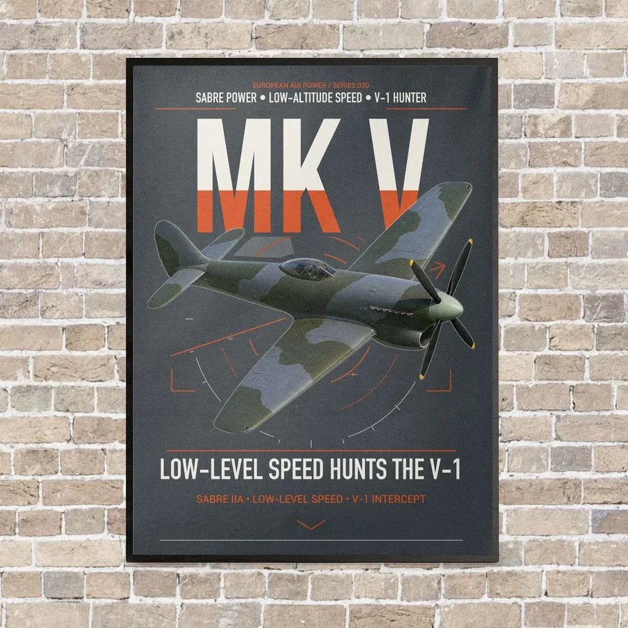 Hawker Tempest Mk V vertical canvas print - framed - gray background
