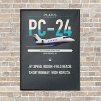 Thumbnail for Pilatus PC-24 vertical canvas print - framed - gray background