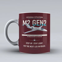 Thumbnail for Cessna Citation M2 Gen2 design on dark red ceramic mug, double-side print