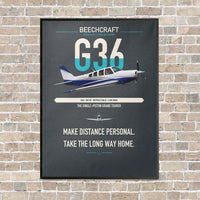 Thumbnail for Beechcraft Bonanza G36 vertical canvas print - framed - gray background